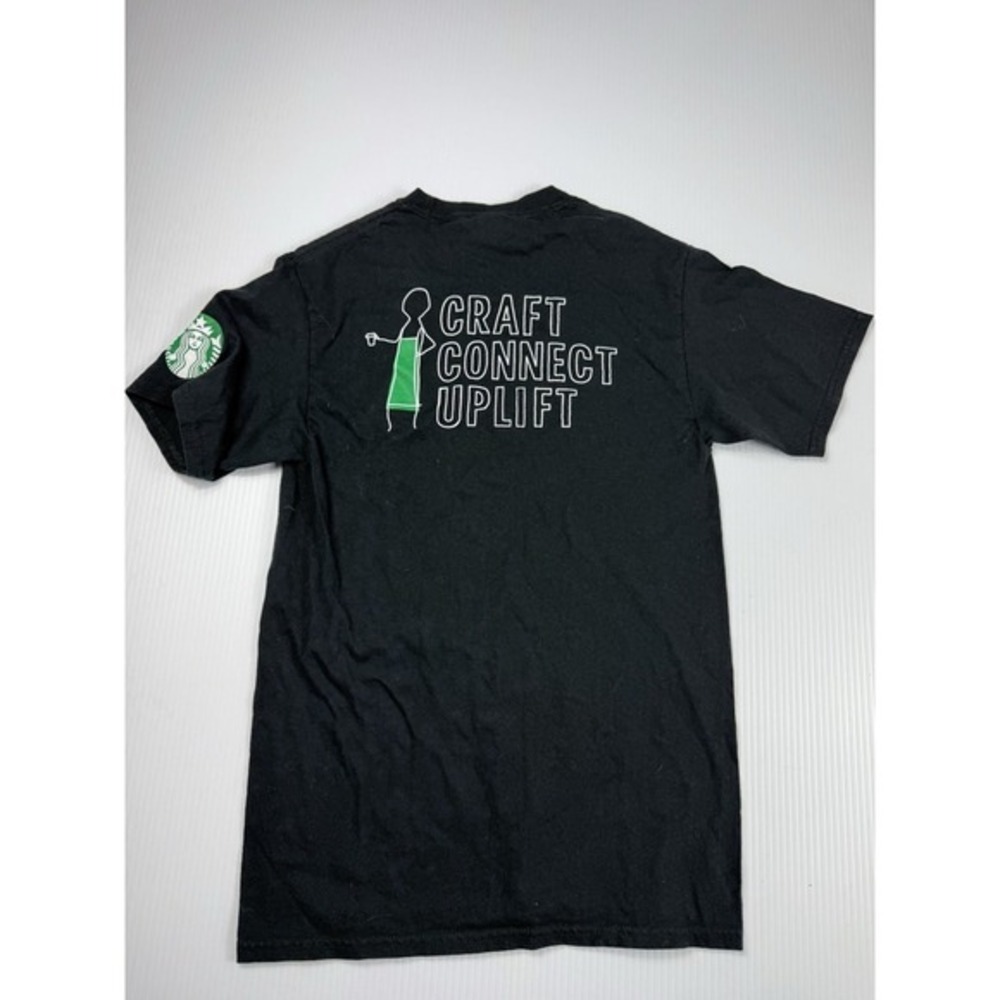 VINTAGE Starbucks Shirt Size S Black Crew‎ Neck Craft Connect Uplift Coffee